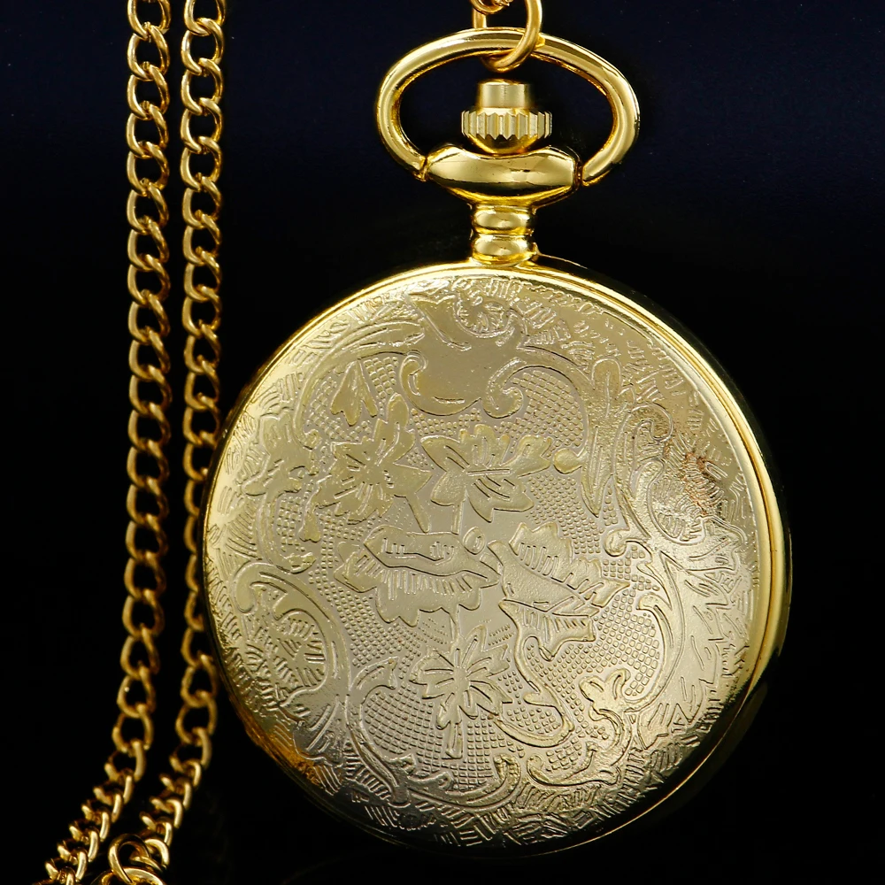 Top Trends: NEW Luxury Gold Chinese Flying Dragon Hollow Quartz Pocket Watch Men's Necklace Pendant Clock Women's Jewelry Accessories Gift Shoppable Styles - Image 3