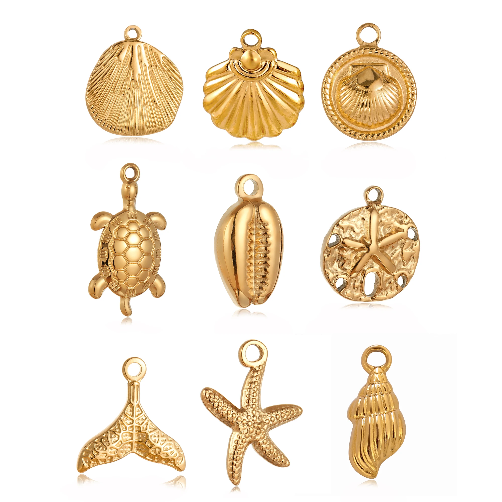 Top Trends: 3pcs Stainless Steel Starfish Shell Charms Marine Life Animal Charms For Making Earrings Necklace Bracelet Jewelry Accessories Shoppable Styles