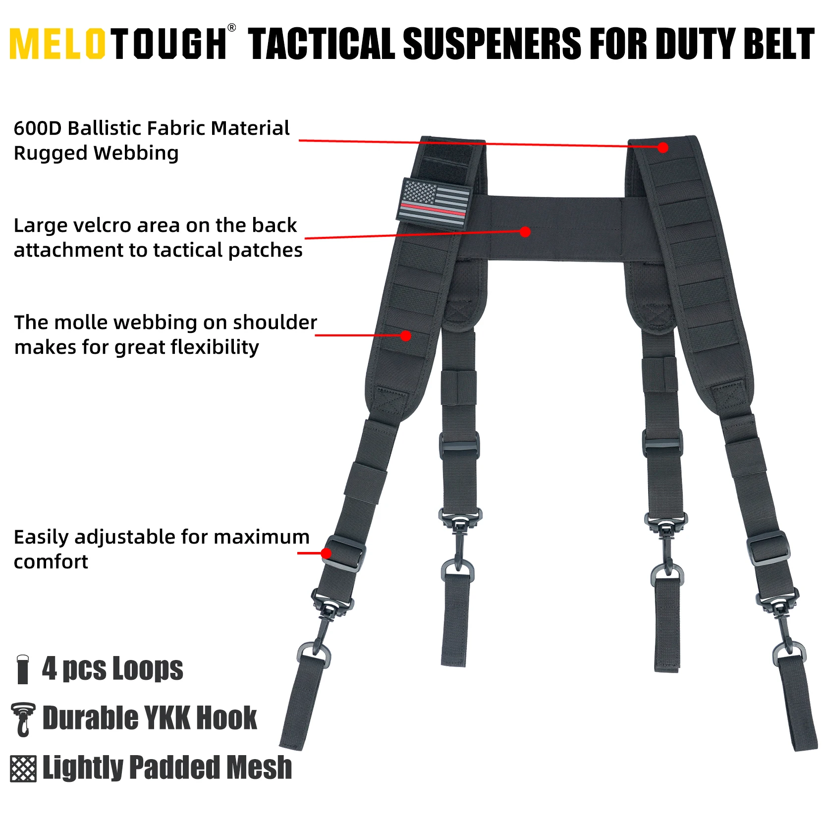 Top Trends: MELOTOUGH Tactical Suspenders For Duty Military Belt Harness Police Suspenders Law Enforcement Belt (Belt Not Include) Shoppable Styles - Image 3