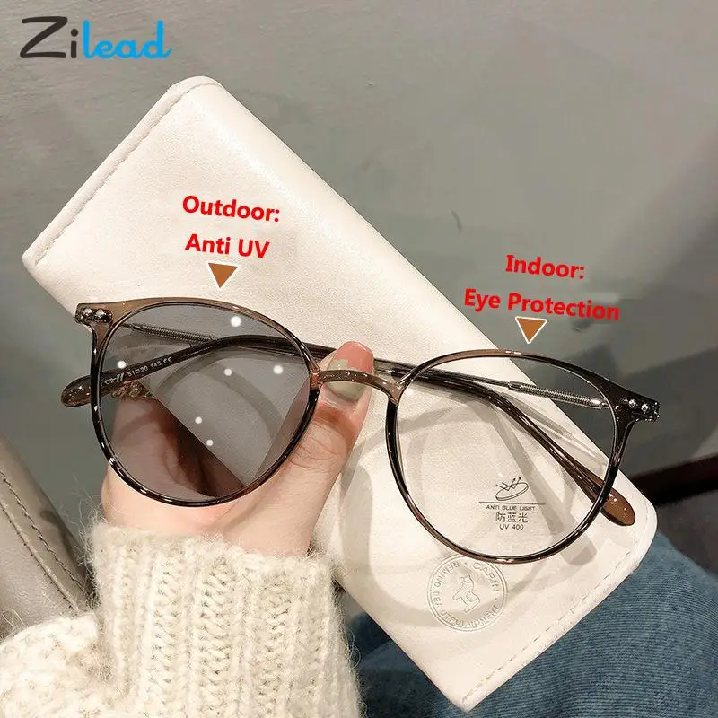 Top Trends: Zilead Photochromic Myopia Glasses Women Men Anti Blue Light Discoloration Nearsighted Sunglasses Computer Gray Lens Goggles Shoppable Styles