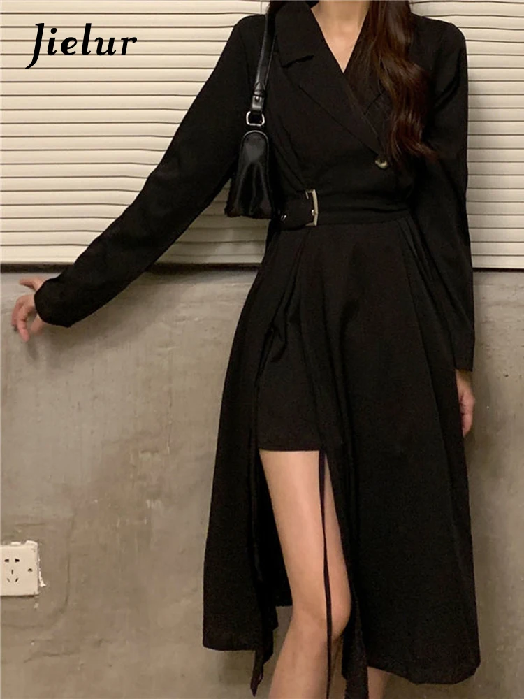 Top Trends: Jielur Long Sleeve Dress Women Black Elegant Vintage Dresses Spring Punk Gothic Blazer High Street Outfits Streetwear Shoppable Styles