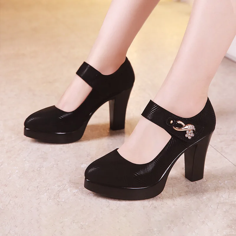 Top Trends: 6cm 8cm 10cm Block Heel Platform Pumps Women Shoes 2024 Spring Floral Black High Heels Shoes Ladies Elegant Office Shoe 41 42 43 Shoppable Styles