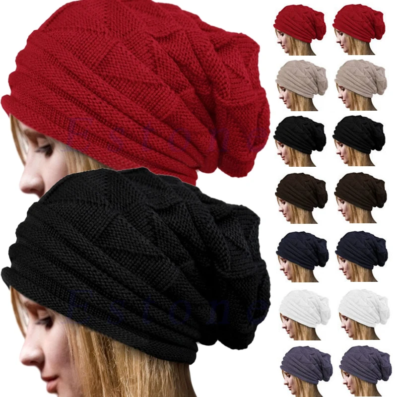 Top Trends: 2023 Winter Knitted Hat For Women Men Baggy Slouchy Beanie Hats Outdoor Warm Cap Bonnet Female Snow Skiing Warm Woolen Caps Shoppable Styles