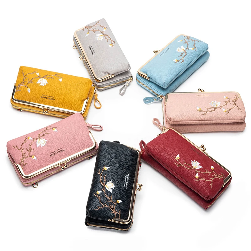 Top Trends: PU Leather Women Wallets Business Credit Card Holder Fashion Messenger One-Shoulder Mobile Phone Bags Clutch Ladies Coin Purse Shoppable Styles