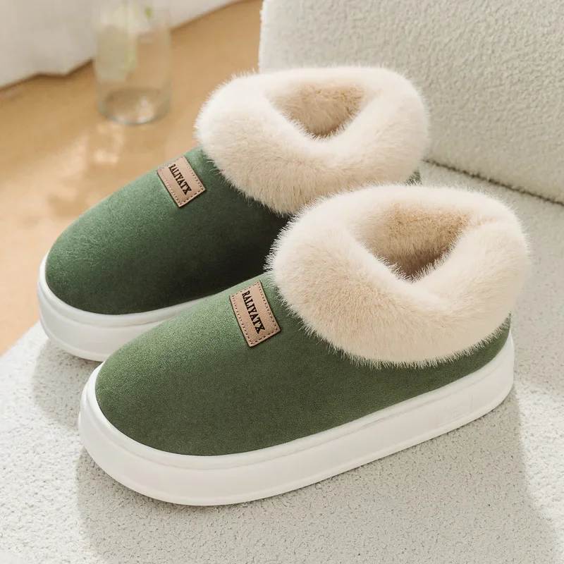 Top Trends: Furry Women Ankle Boots 2023 Winter Non-Slip Thicken Plush Slip-On Soft Sole Warm Cotton Shoes For Couples Platform Snow Boot Shoppable Styles