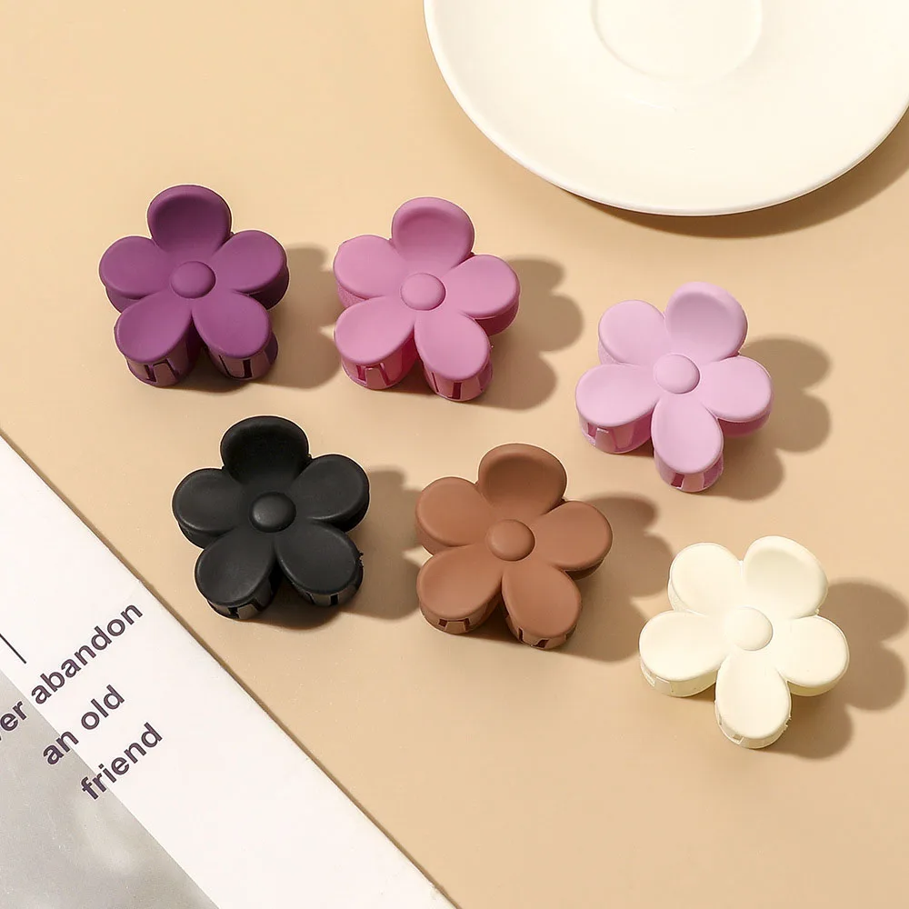 Top Trends: New Ins Plastic Mini Flower Hair Claw Clip Plain Color Geometric Clawclip Small Floral Clamps Grab Women Korean Hair Accessories Shoppable Styles - Image 3