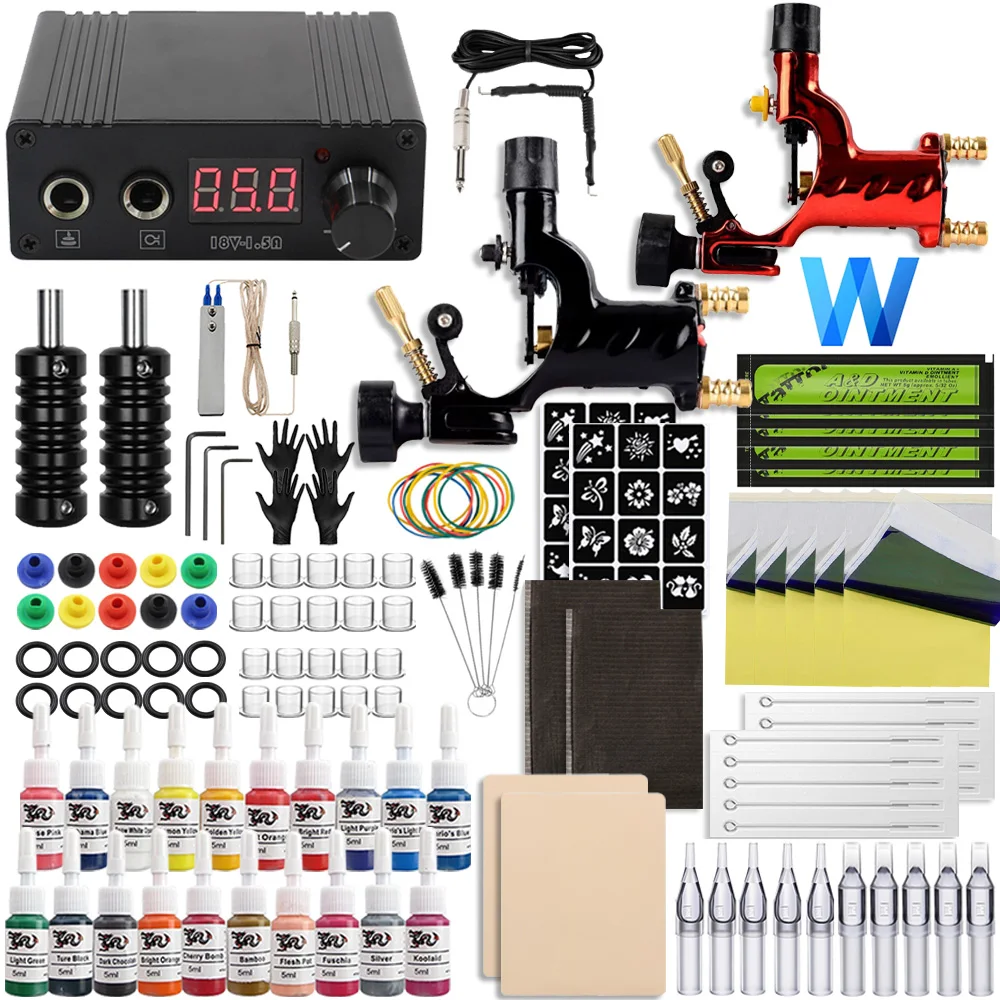 Top Trends: Complete Rotary Tattoo Machine Kit Tattoo Gun With Power Supply Needles Ink Set Tattoo Artists And Beginners Kits Tattoo Supply Shoppable Styles