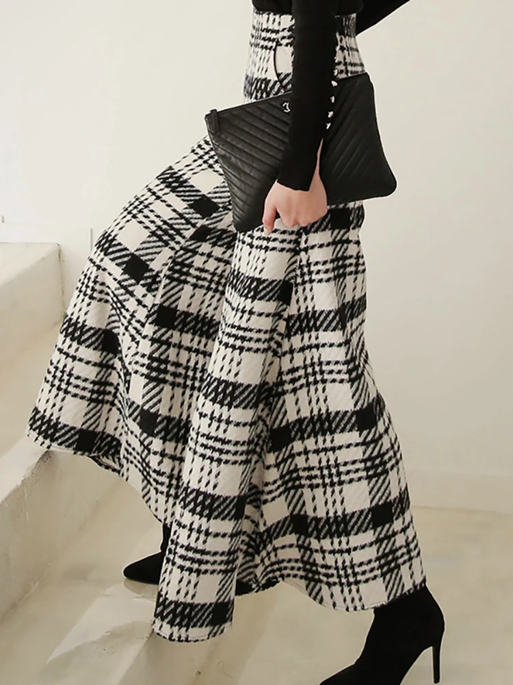 Top Trends: Slim Office Korean Plaid Pant High Waist Trousers Capris 2023 New Fashion Women Casual Wide Leg Pants Female Autumn Winter Shoppable Styles