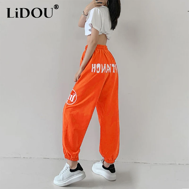 Top Trends: 2022 Summer Personality Streetwear High Elastic Waist Loose Casual Pants Women Hip Hop Style Sweatpants Fashion Lantern Trousers Shoppable Styles