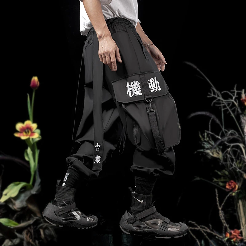 Top Trends: 11 BYBB'S DARK Techwear Cargo Pants Men Hip Hop Big Pockets Joggers Trousers Elastic Waist Ribbon Harajuku Streetwear Pant Male Shoppable Styles - Image 4