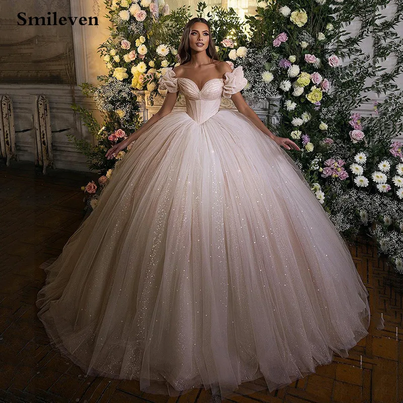 Top Trends: Smileven Princess Wedding Dress Corset Sweetheart Neck Ball Gowns Glitter Tulle Bride Dresses Robe De Mariee Wedding Gowns Shoppable Styles