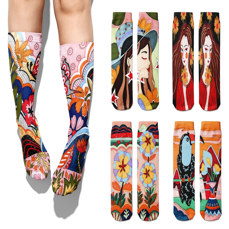 Top Trends: New Design Women's Long Socks Hip-Hop Trend Art Fashion Middle Tube Socks Comfortable Soft Halloween Party Socks For Unisex Shoppable Styles