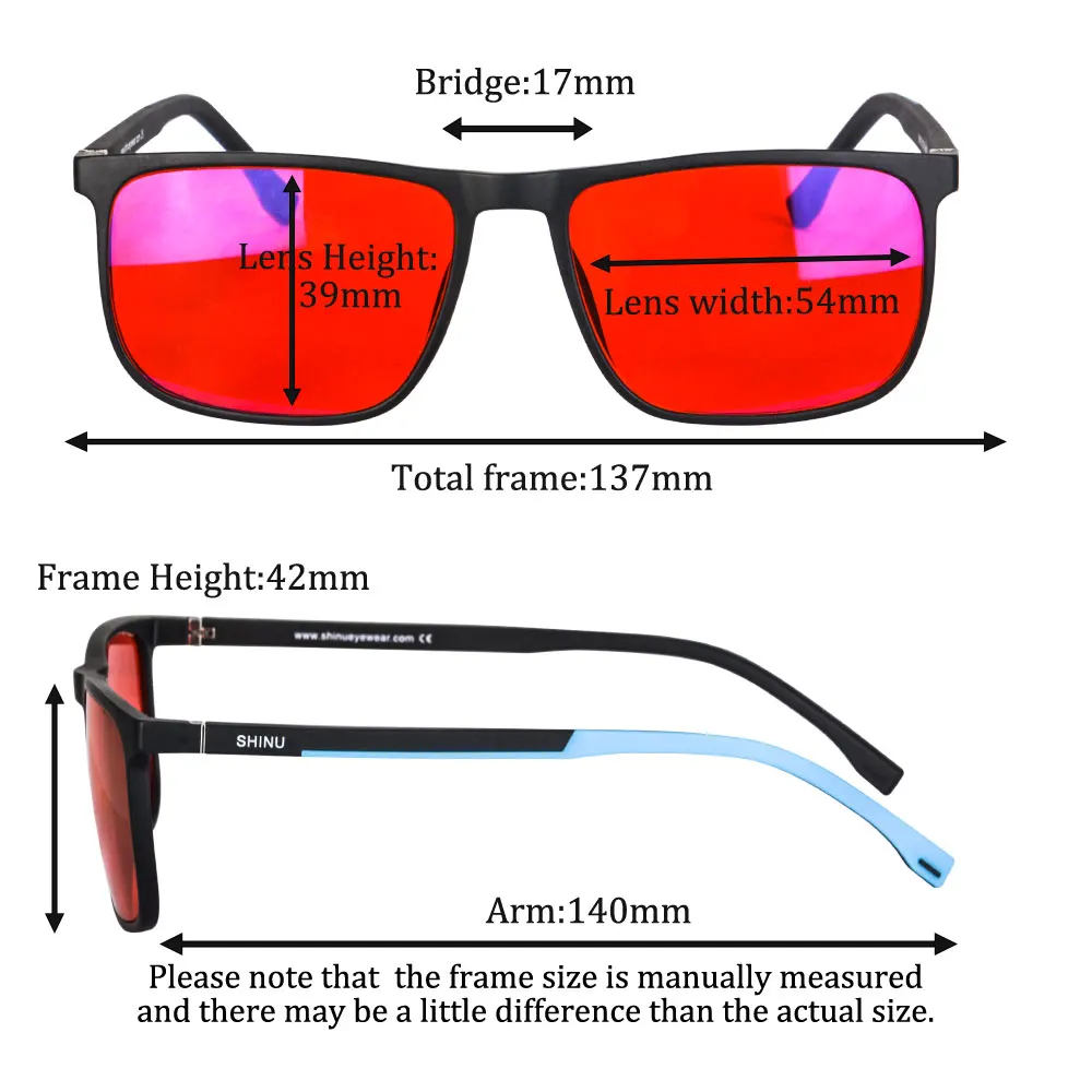 Top Trends: SHINU Brand Good Sleep Blue Light Blocking Glasses Men Red Lenses Anti Green Light Eliminate Eye Strain Glasses Bluelight Shoppable Styles - Image 2