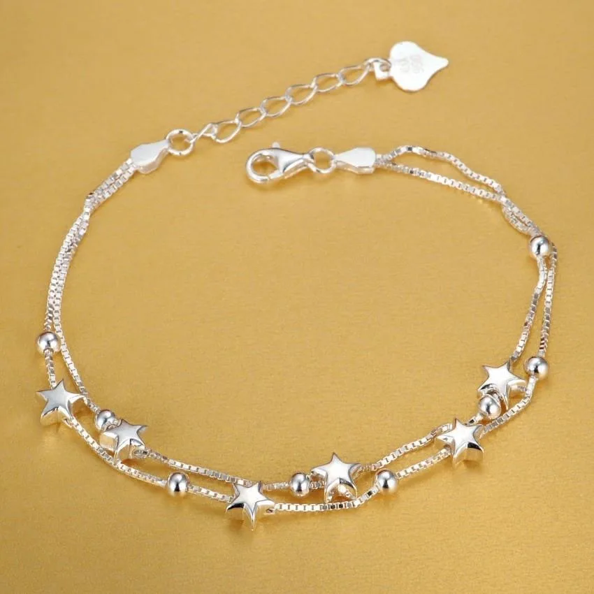 Top Trends: 925 Sterling Silver Beautiful Stars Bracelets For Women Korean Fashion Designer Party Wedding Jewelry Holiday Gifts Shoppable Styles