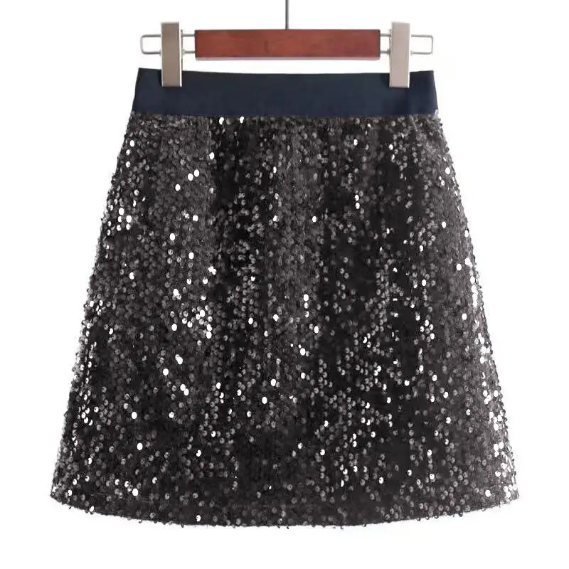 Top Trends: Spring Autumn Sequin Sexy All Match Short Skirt Women Elegant Fashion Harajuku Female Clothes High Waist Lady Unfurled Skirts Shoppable Styles