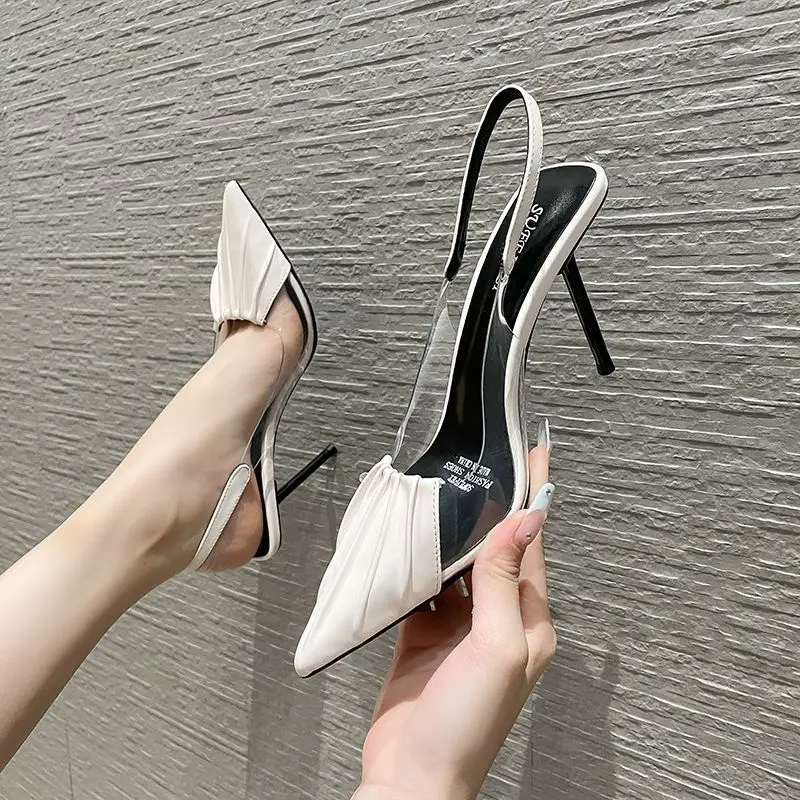 Top Trends: Footwear Pointed Toe Ladies Shoes Transparent Clear Summer 2023 Black Sandals For Women Closed Super-high Heel The Best Designer Shoppable Styles