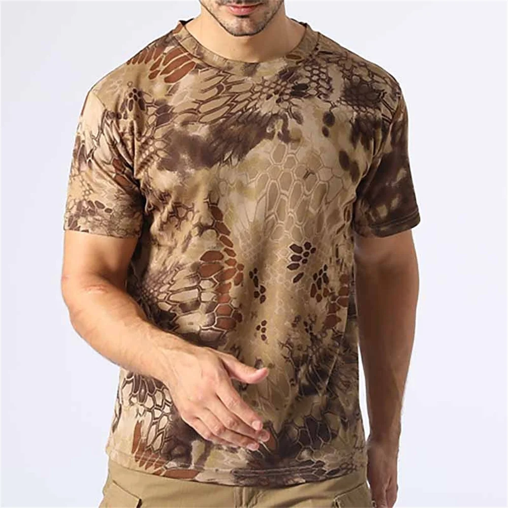 Top Trends: Men'S T-Shirt Camouflage T Shirt Snake Pattern Printed Short Sleeved Tops Summer Loose Breathable Tees Quick Drying Men Clothing Shoppable Styles