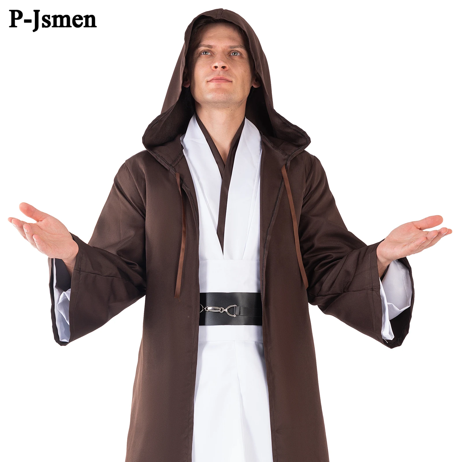 Top Trends: Adult Men Cosplay Costume Movie Character Outfits Jedi Knight Tunic Robe Hooded Cloak Full Set Clothing Halloween Party Suit Shoppable Styles