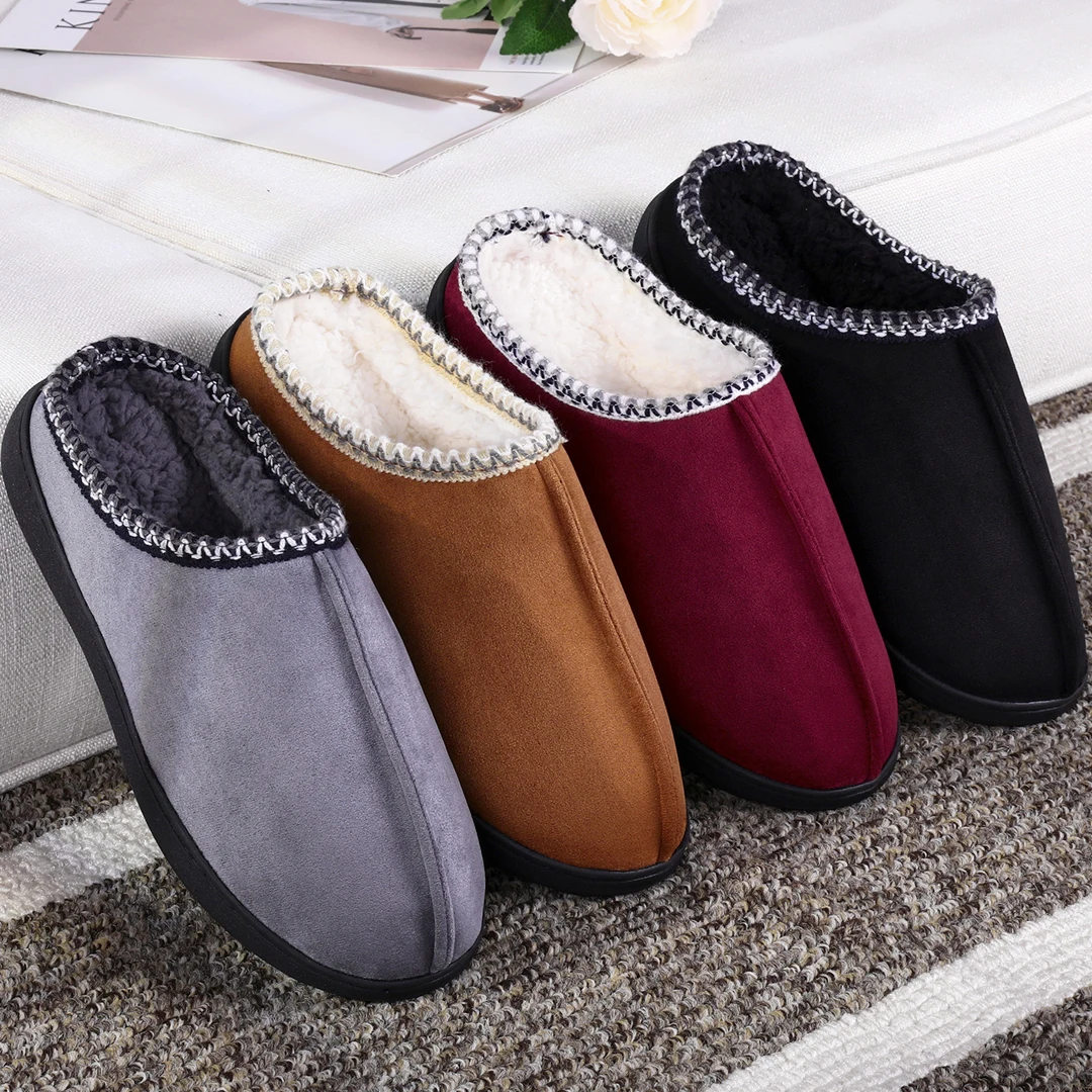 Top Trends: Comwarm Indoor Fur Slippers For Men Winter New Warm Slip-on Home Plush Mules Rubber Sole Non-slip Cotton Slides With Cozy Fleece Shoppable Styles