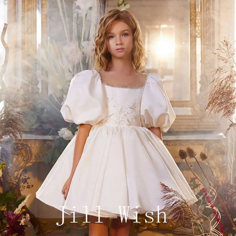 Top Trends: Jill Wish Elegant White Girl Dress Sequined Beading Princess Gown For Kids Wedding Birthday First Communion Party 2024 J256 Shoppable Styles