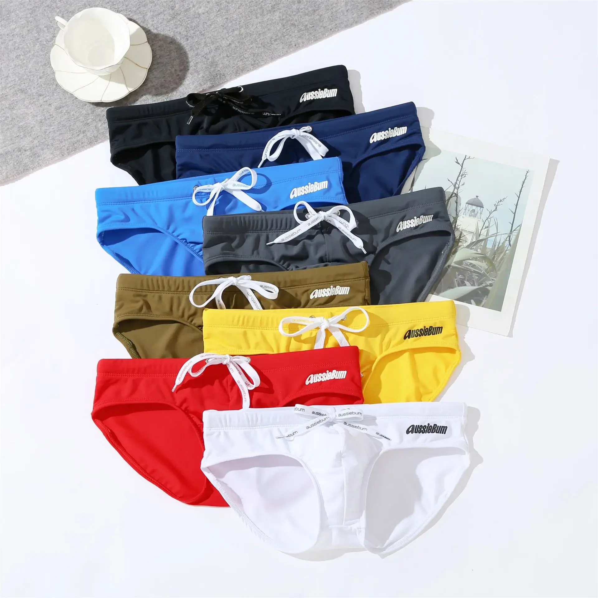 Top Trends: Aussiebum Men's Low-waisted Elastic Comfort Solid Color Trend Sexy Youth Triangle Swimming Trunks Shoppable Styles