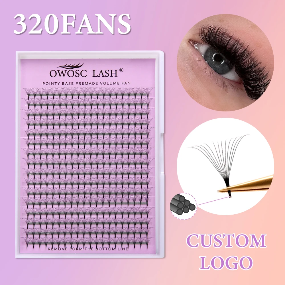 Top Trends: OWOSC 320 Fans Pointy Base Premade Volume Fans Medium Stem Sharp Thin Pre Made Russian Volume Fan Eyelash Extensions Custom Logo Shoppable Styles