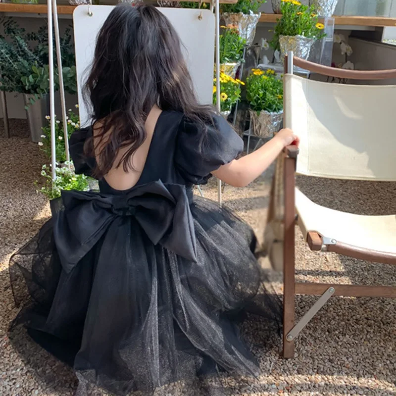 Top Trends: Girls Big Bow Mesh Stitching Brocade Backless Dress Princess Toddler Kids Baby Ruffles Tutu Birthday Wedding Party Dresses Shoppable Styles