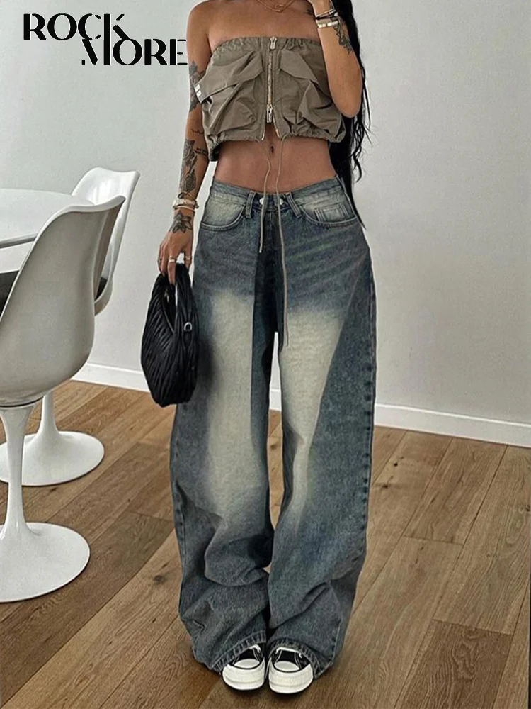 Top Trends: Rockmore Streetwear Baggy Jeans Women Fashion Low Waist Jean Pants Y2K Vintage Casual Oversize Straight Washed Denim Trousers Shoppable Styles