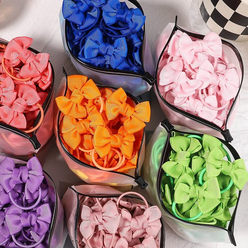 Top Trends: 5 / 10 / 20Pcs / Lot Solid Color Bows Elastic Hair Bands For Kids School Bows Headband Hair Ties Headwear Hair Accessories For Girls Shoppable Styles