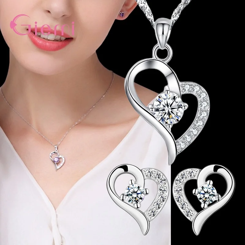 Top Trends: 925 Sterling Silver New Arrival Multifarious Peach Heart Shape Fashion Wedding Engagement Gift Necklace Earrings Jewelry Sets Shoppable Styles