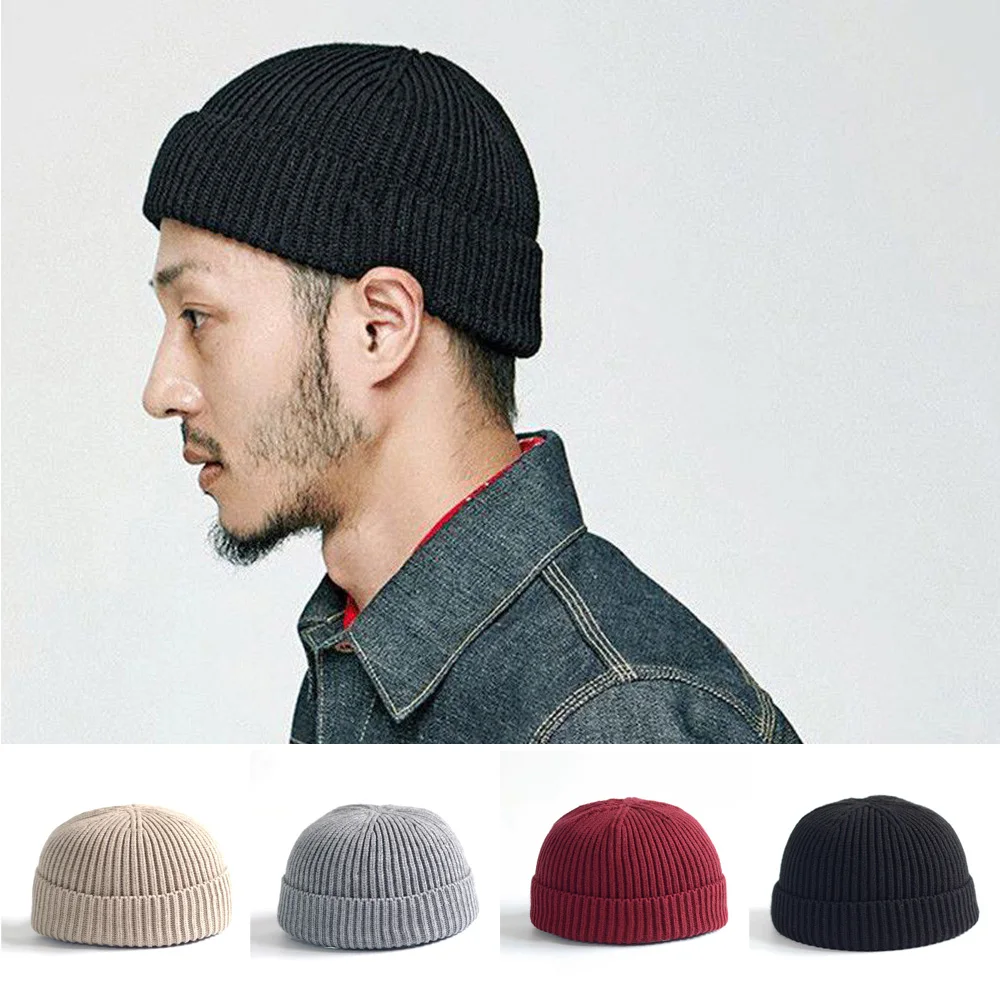 Top Trends: Mens Womens Knitted Hat Beanie Skullcap Sailor Docker Fisherman Cuff Brimless Cap Rogue Melon Fur Hats Knitted Woolen Hat Shoppable Styles