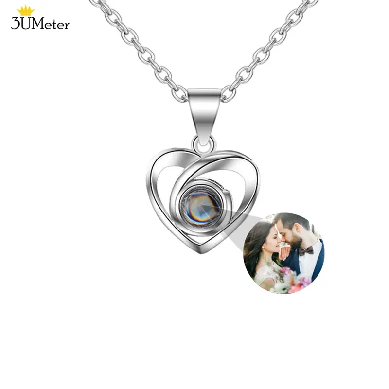 Top Trends: 2024 New Customized Photo Projection Necklace Personalized Photo Necklace Women Zircon Heart Pendant Necklace Memories Jewelry Shoppable Styles