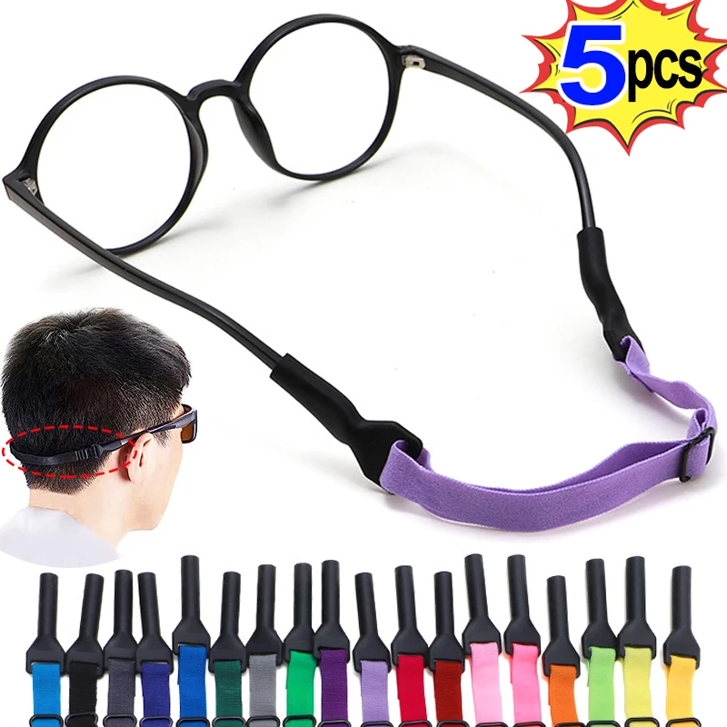 Top Trends: 5pcs Adjustable Size Elastic Silicone Rope Glasses Strap Solid Sport Eyewear Strap Lace Up Non Slip Anti Drop Fixer Glasses Cord Shoppable Styles