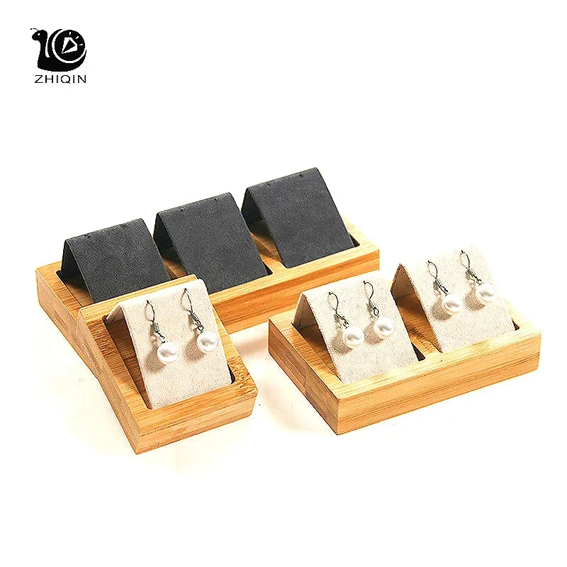 Top Trends: Simplicity Bamboo+ Velvet Jewelry Display Stand Tray Earring Display Rack Stud Earrings Organizer Holder Jewelry Storage Tray Shoppable Styles