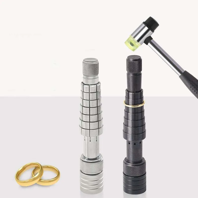 Top Trends: 1 Set Ring Enlarger Stick Mandrel Sizer Tool Finger Guage Hammer Equipmen For Jewelry Making Ring Forming DIY Size Enlarge Shoppable Styles