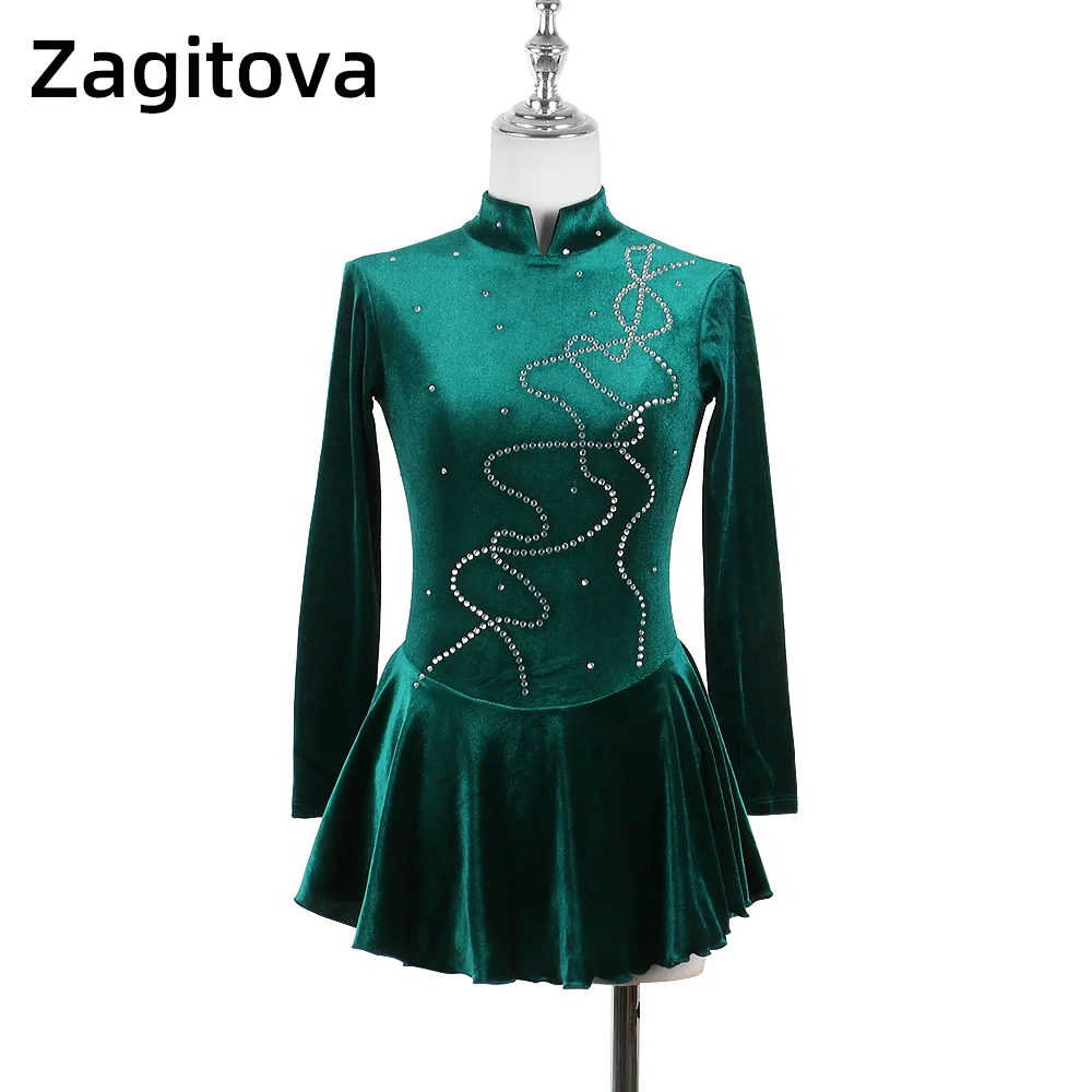 Top Trends: Zagitova Figure Skating Dress For Women Girls Ice Skating Skirt Performance Competition Korean Velvet Blackish Green Shoppable Styles