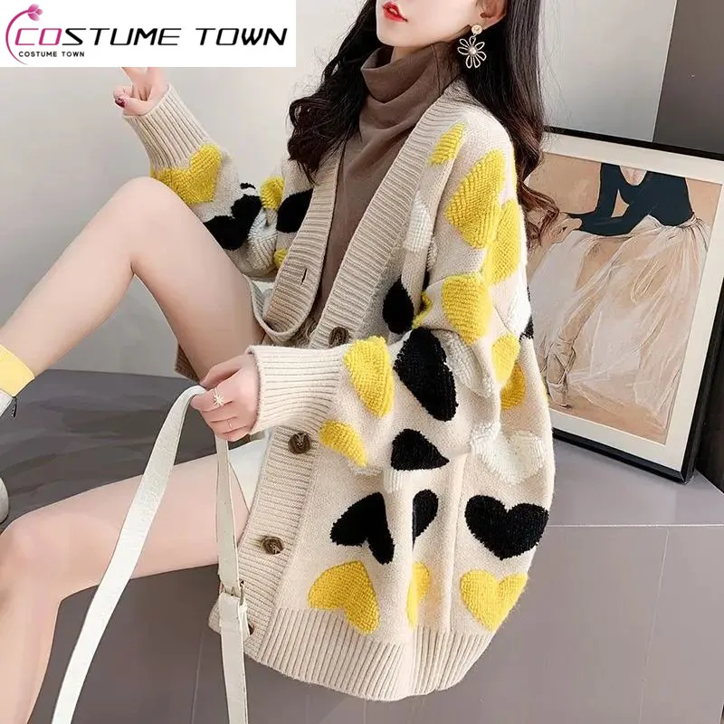 Top Trends: Loose And Lazy Sweater Coat Women&#039;s Autumn And Winter Thickened 2023 New Korean Version Versatile Long Knitted Cardigan Shoppable Styles