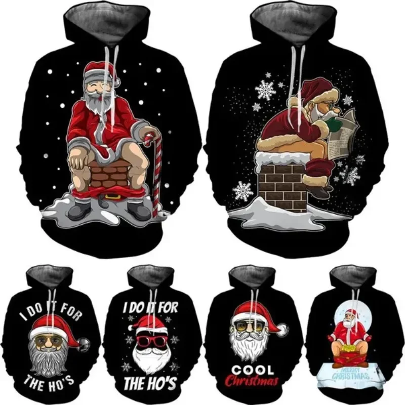 Top Trends: Christmas 3D Printed Autumn Santa Claus Hoodie Fashion Long Sleeve Colorful Pullover Shirts Personality Hood Funny Sweatshirt Shoppable Styles