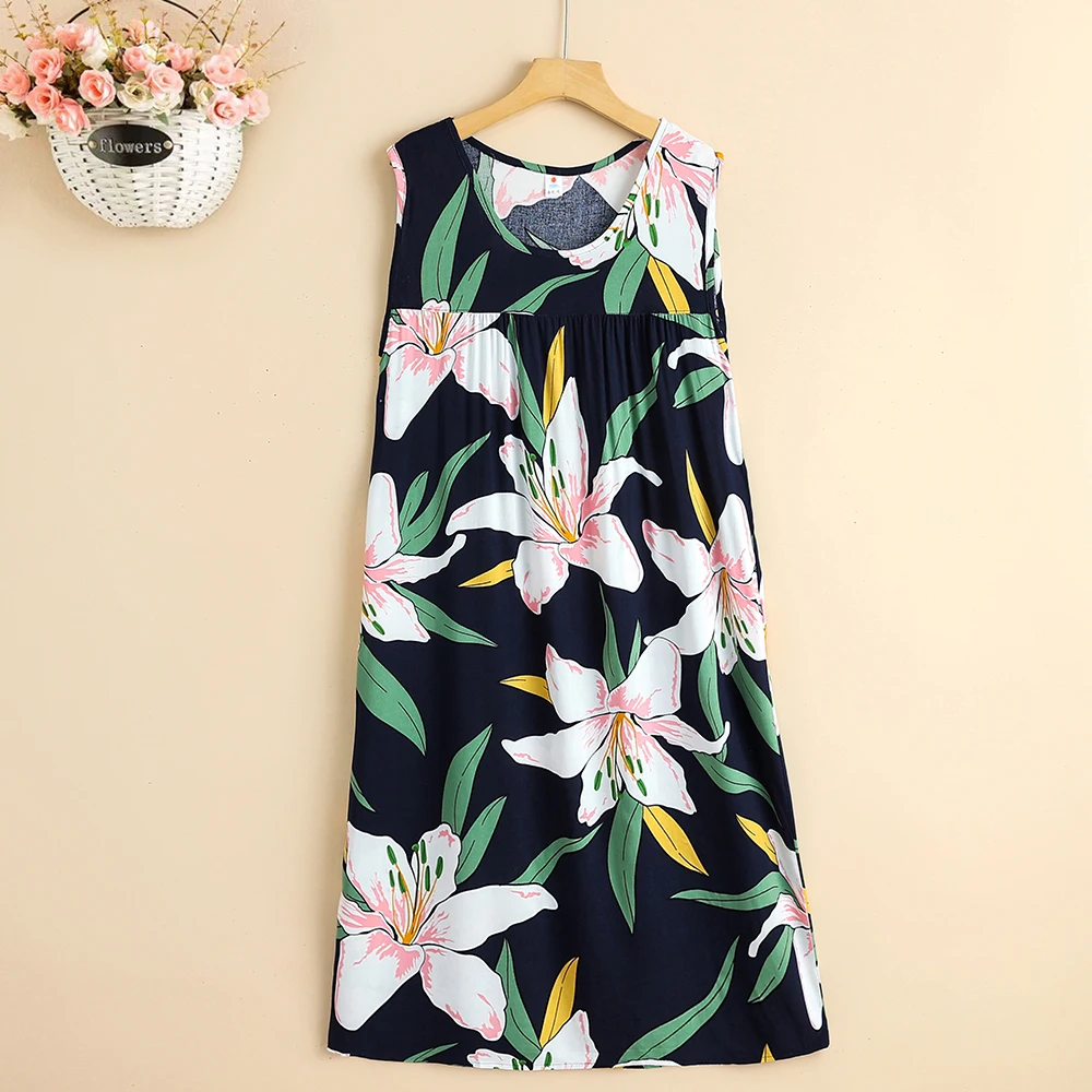 Top Trends: New Casual Fashion 2024 Summer Dresses For Women Print Dress O-neck Sleeveless Vintage Women Clothing Shoppable Styles