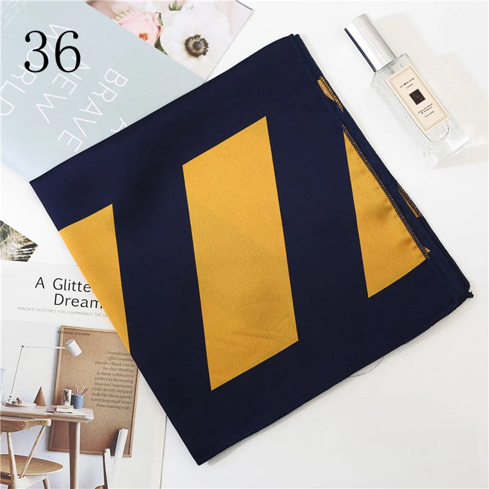 Top Trends: HanXi Silk Scarf Women Square Hair Scarf Satin Neck Hotel Waiter Flight Attendants Business Imitate Bandana Silk Bag Scarf 50cm Shoppable Styles - Image 3