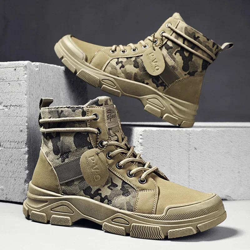 Top Trends: Camouflage Boots For Men Autumn Winter Platform Desert Military Boots Outdoor High-top Shoes Men Ankle Boots Buty Robocze Meskie Shoppable Styles