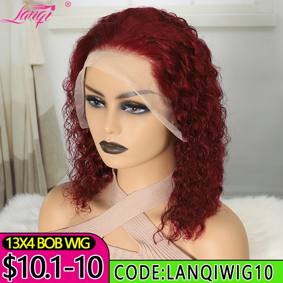 Top Trends: 99J Burgundy Short Curly Bob Wig 13x4 Lace Frontal Wigs For Women Human Hair With Baby Hair Transparent Lace Water Bob Red Wig Shoppable Styles