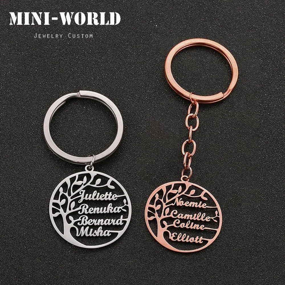 Top Trends: Mini-World Tree Of Life Pendant Keychain Personalized Custom Family Member Name Key Ring Stainless Steel Jewelry Gift For Mother Shoppable Styles