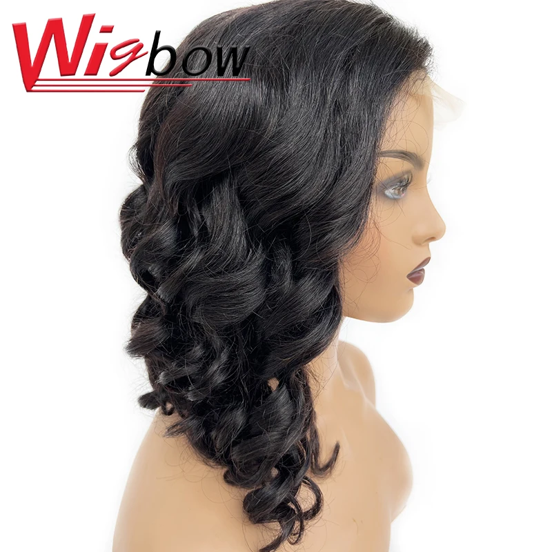 Top Trends: Bouncy Curly Hair Wig Real Indian Hair 4*4 Lace Closure Curly Wig For Black Women Natural Loose Wave Lace Wigs With Pre-Plucked Shoppable Styles