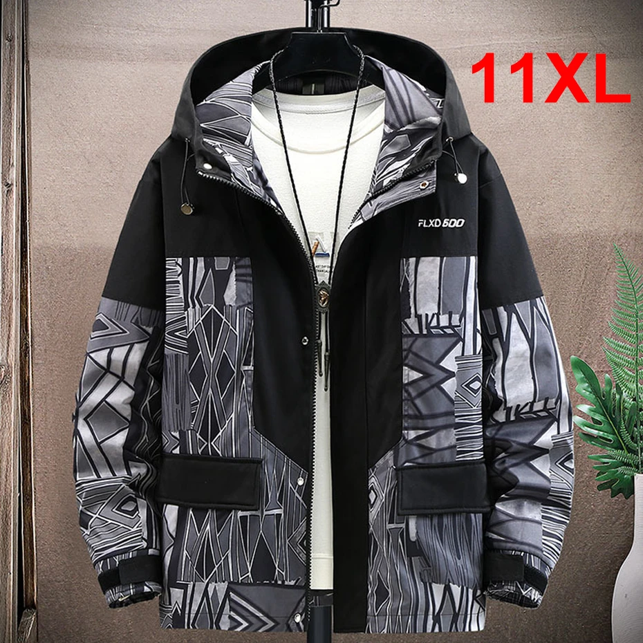 Top Trends: Plus Size 10XL 11XL Jacket Men Hip Hop Streetwear Patchwork Jacket Coat Male Hooded Jackets Big Size 10XL 11XL Shoppable Styles