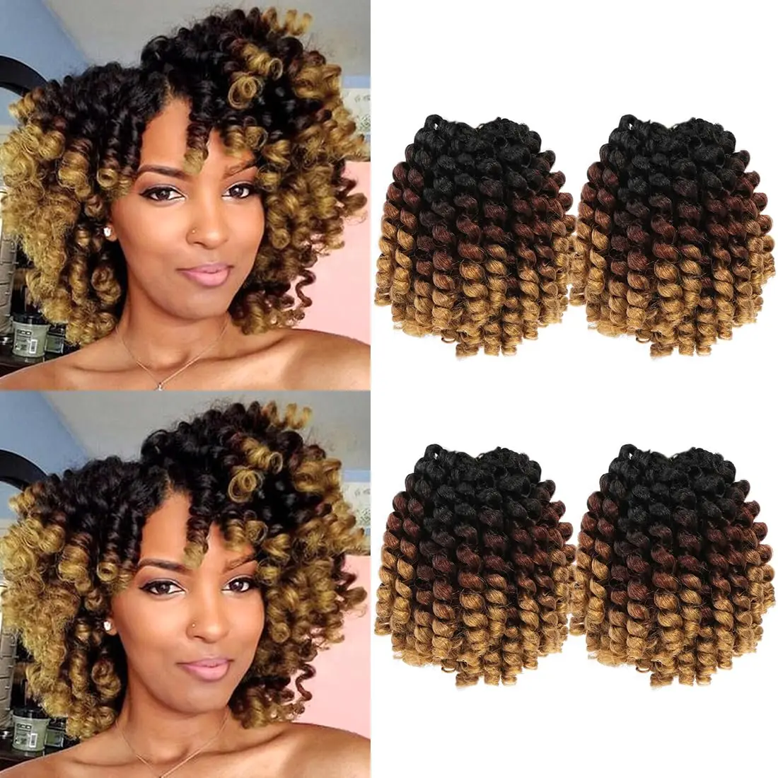 Top Trends: 18Strands Jamaican Bounce Crochet Hair 4Packs Can Full Head For Black Women Jumpy Wand Curls Short Pre Looped Curly Crochet Hair Shoppable Styles