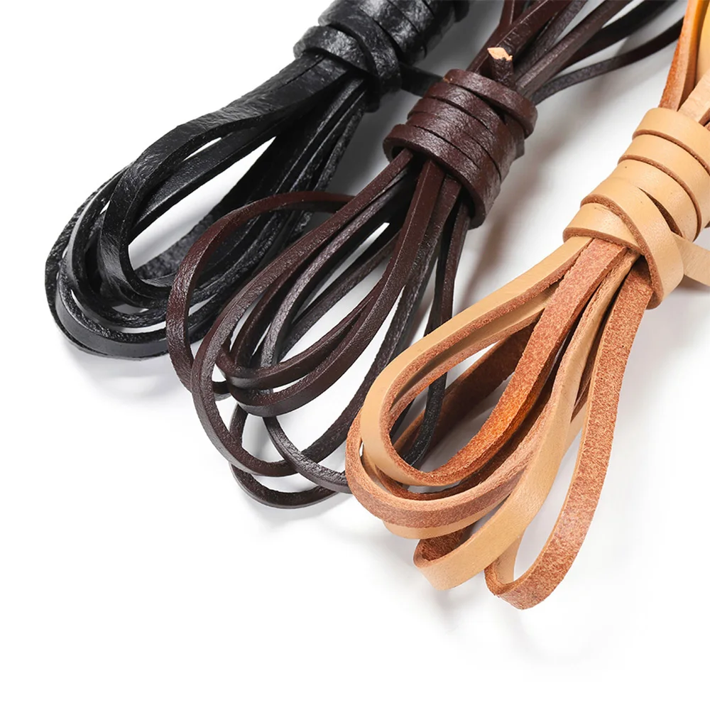 Top Trends: 2 Meters 2-10mm High Quality Retro Flat Genuine Cow Leather Cord Rope Strap Bracelet Necklace For DIY Jewelry Making Accessories Shoppable Styles