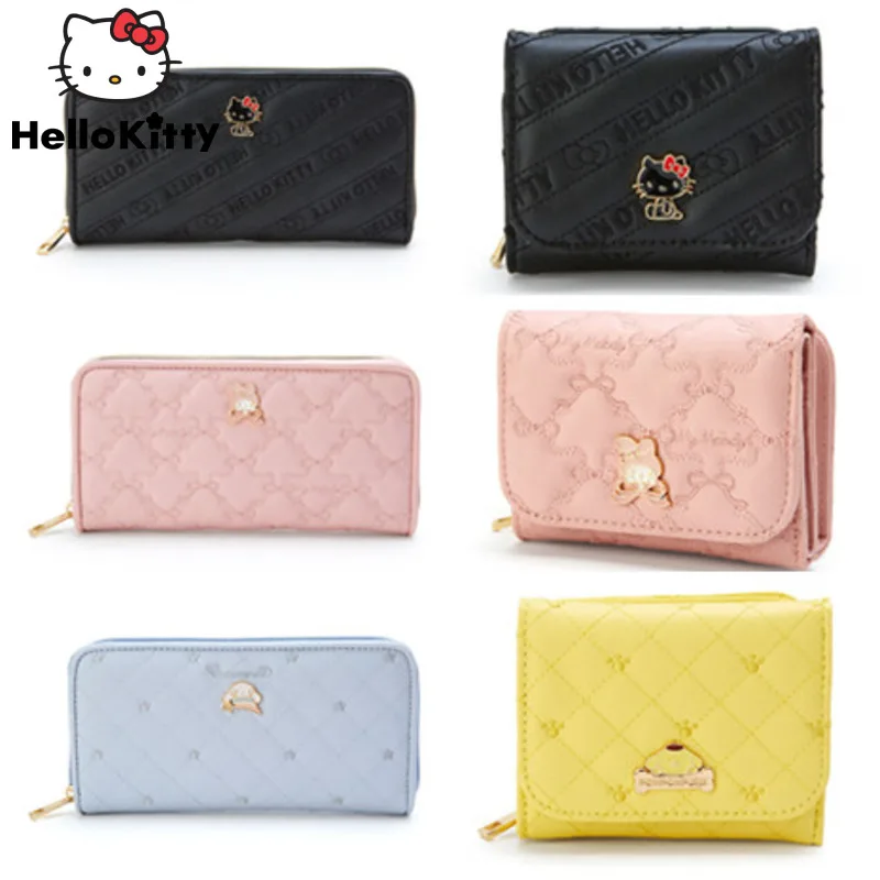 Top Trends: Sanrio Hello Kitty Cinnamoroll Melody Purin Pink Wallets For Women Y2k Fashion Folding Mini Wallet Cartoon Zipper Small Clutches Shoppable Styles