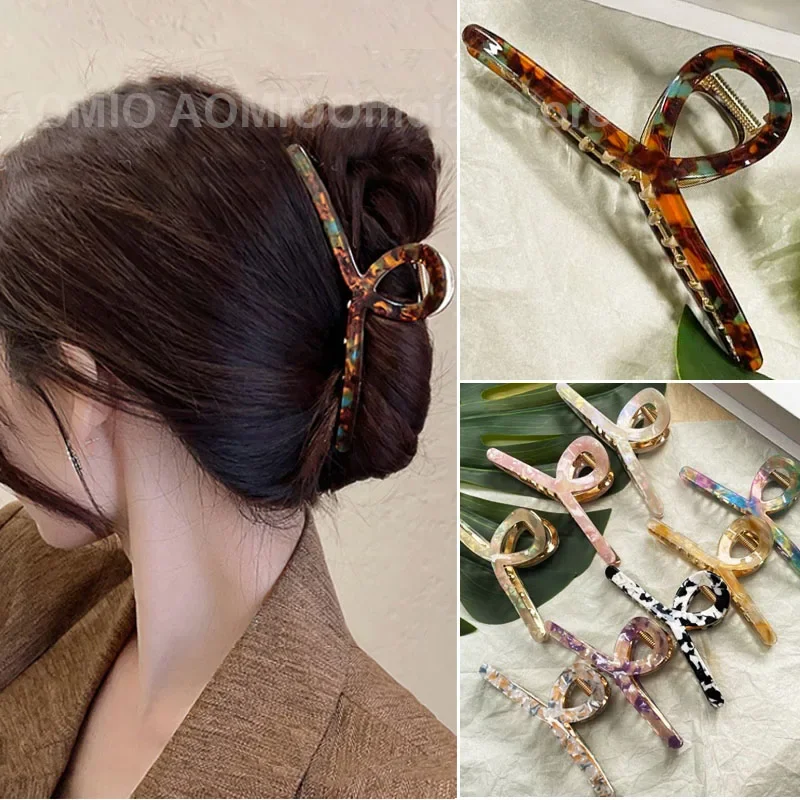 Top Trends: New Fashion Hair Claw Acetic Hairpin For Women Large Hair Claw Shark Clip Crab Women&#039;s Tough Colorful Hair Accessories Gift Shoppable Styles