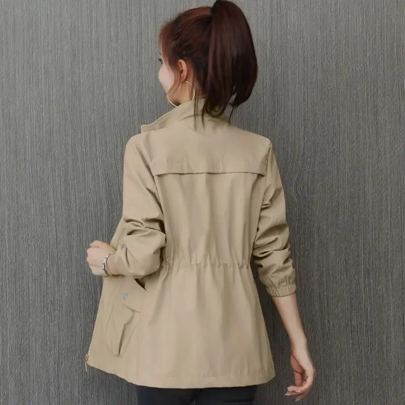 Top Trends: 2023 Autumn And Winter Women's Standing Neck Zipper Pocket Lace Up Panel Loose Casual Fashion Elegant Commuter Long Sleeve Coat Shoppable Styles